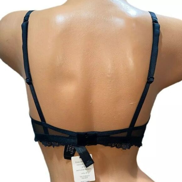 Victoria’s Secret Designer Collection Crystal Embellished unlined bra black 32C - Picture 5 of 6